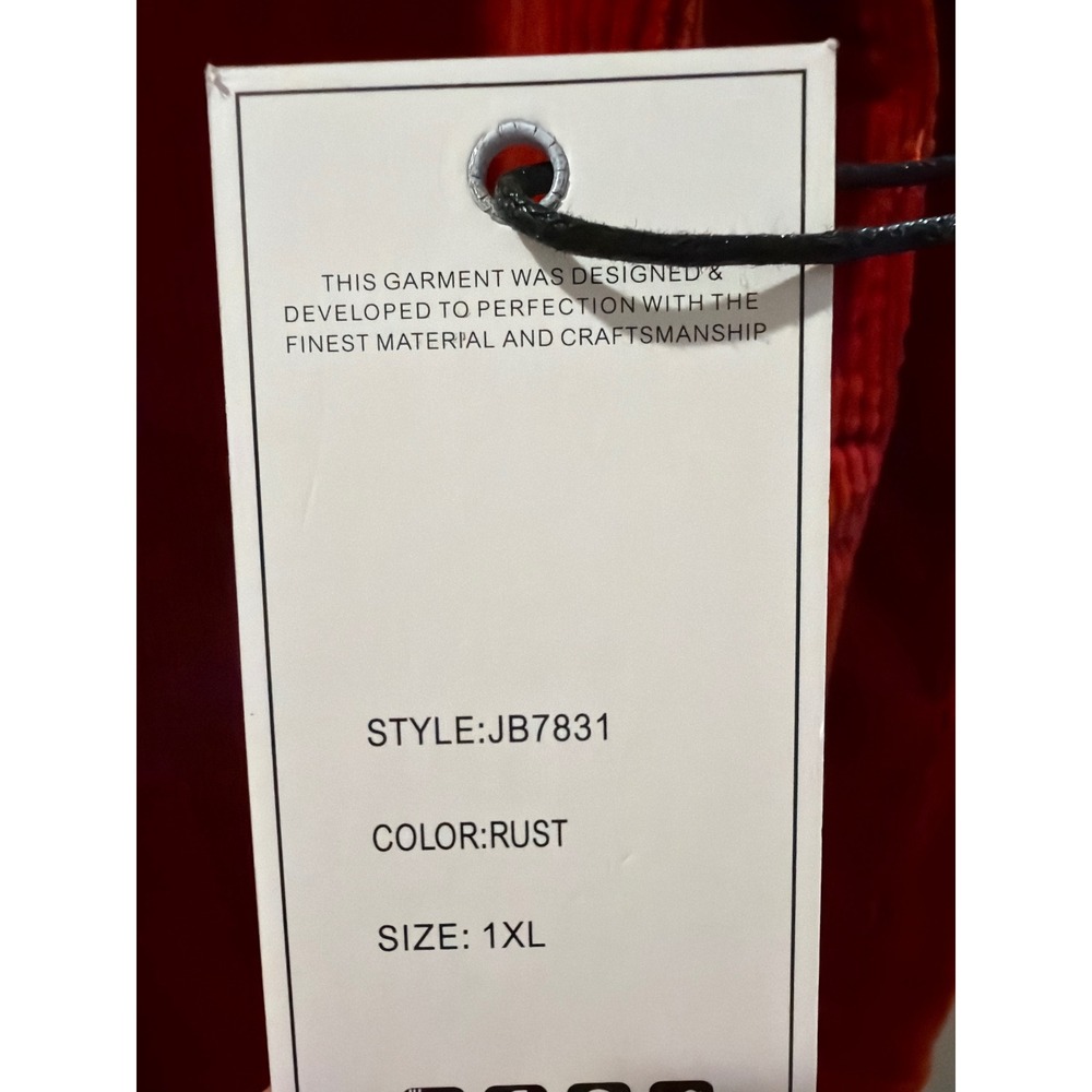 Judy Blue Rust Red Corduroy Fringe Shacket Jacket JB7831 Womens 1XL NEW - Picture 4 of 8